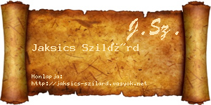 Jaksics Szilárd névjegykártya